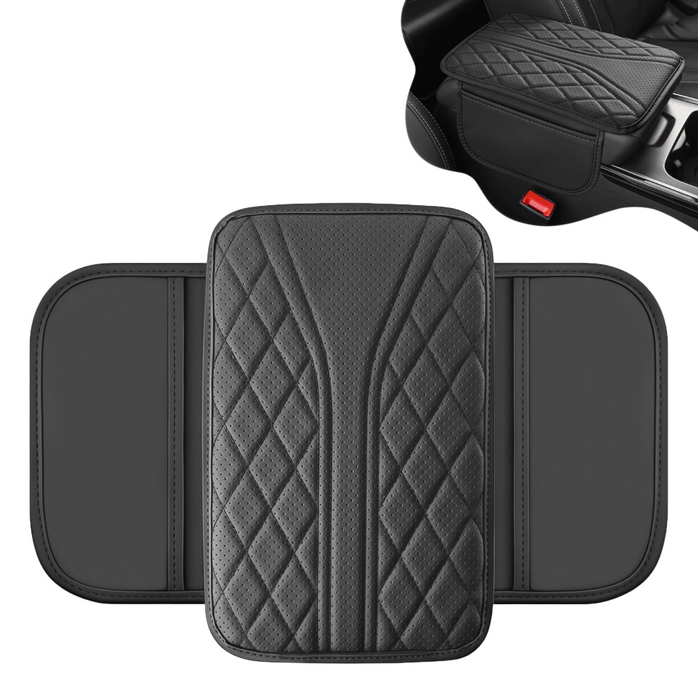 Car Armrest Cover With Dual Side Storage, Waterproof Leather Center Console Cushion For Suv Truck 9053599091875