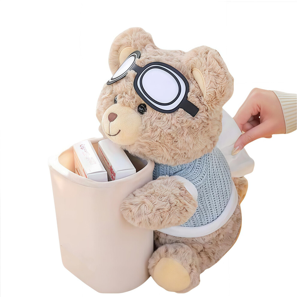 Cute Bear Car Tissue Holder And Trash Can 2In1 Plush Box With Extra Storage For Car Suv 9455672765633