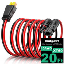 XT60 Solar Extension Cable 20FT 10AWG Weatherproof Low Loss for Portable Power Station