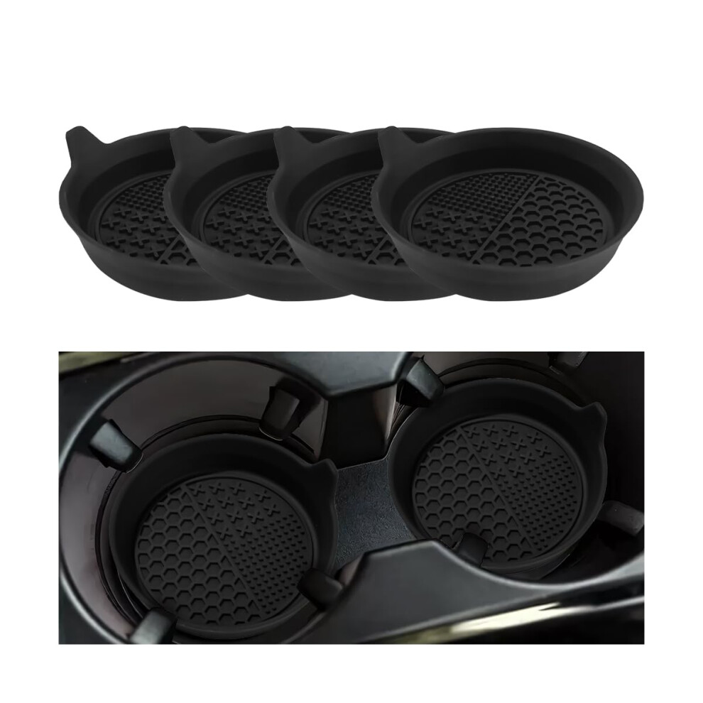 4Pcs Car Cup Holder Coasters Silicone Antislip Heat Resistant Universal Fit For Suv Sedan Truck Black 9455672765879