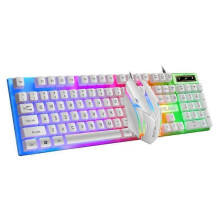 (white kit) RYRA PT6  Wireless Mechanical USB Wired Keyboard Mouse Set With Rainbow LED Backlight Gaming Keyboard Gaming Mouse For Laptop PC