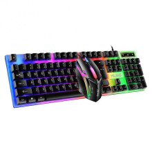 (black kit) RYRA PT6  Wireless Mechanical USB Wired Keyboard Mouse Set With Rainbow LED Backlight Gaming Keyboard Gaming Mouse For Laptop PC