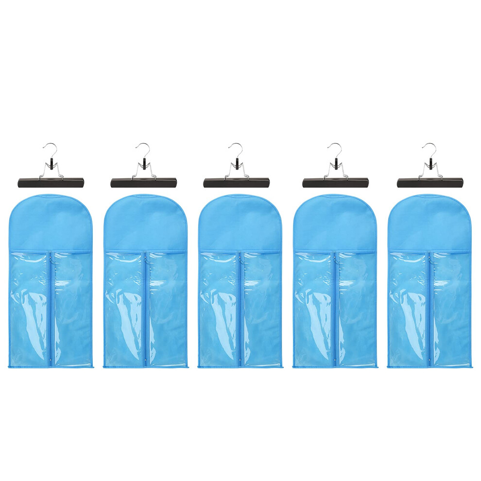 Unisex 5Pcs Wig Storage Bags With Wooden Hangers Dustproof Tangle Travel Case For Hair Extensions