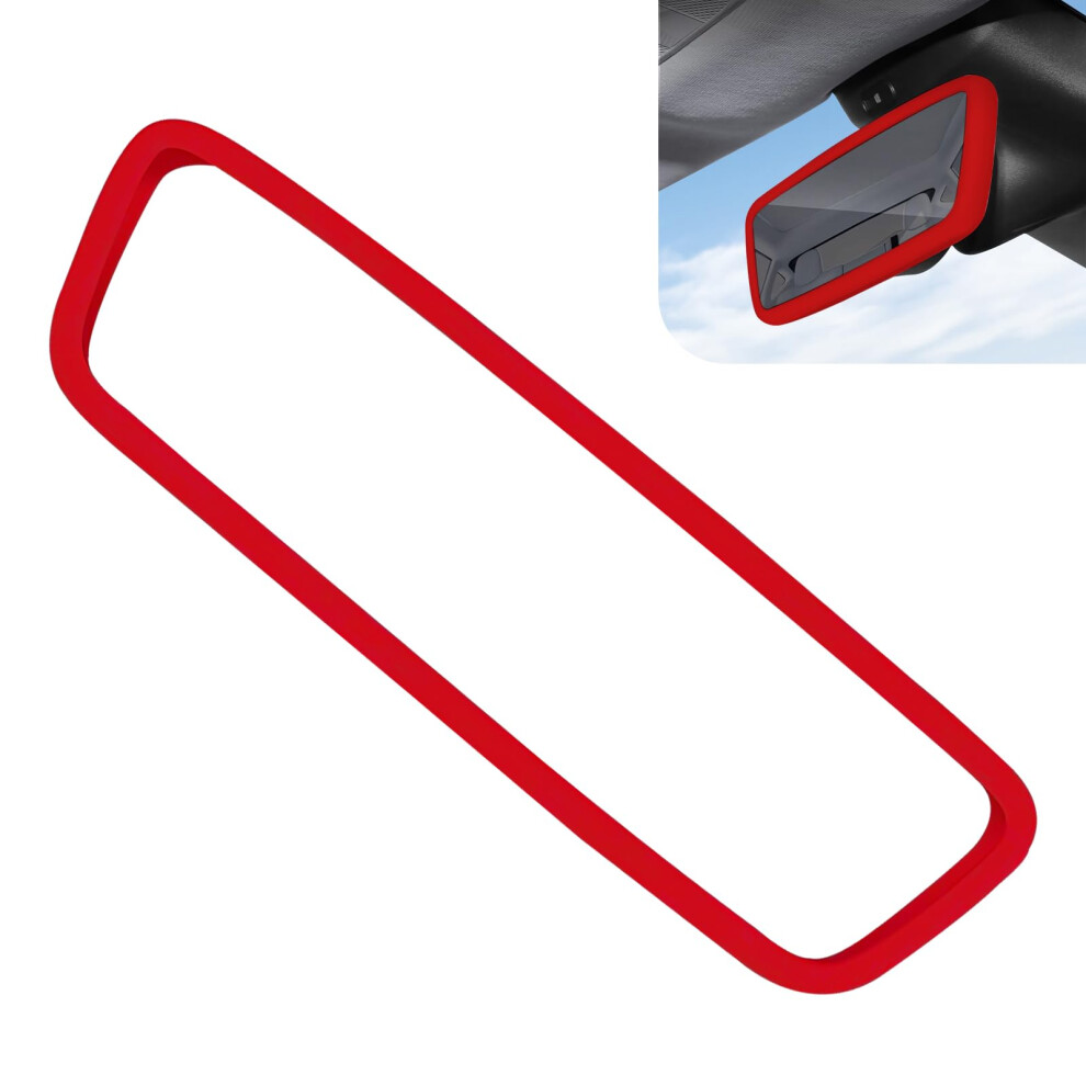 Car Rearview Mirror Protector Silicone Cover For Tesla Model 3 And Y, Scratch Resistant Trim Red 9053599092766
