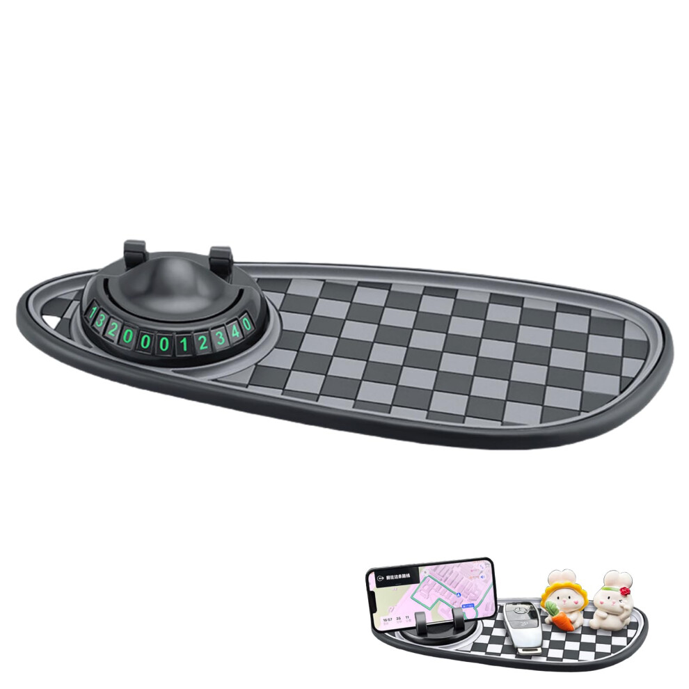 Car Antislip Dashboard Mat With Phone Holder And Parking Number Pad, Universal Organizer For Keys And Sunglasses 9455672766388