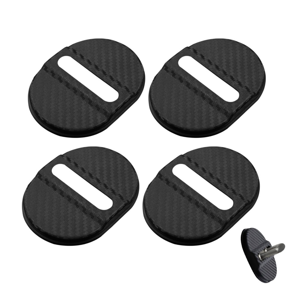 4Pcs Car Door Latch Cover Carbon Fiber Antirust Lock Protector Noise Reduction Universal Fit 9455672766937