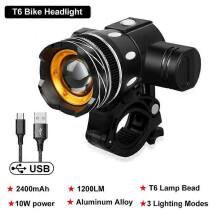 (Headlight A) MTB Mountain Bike Light Lanterna Bicicleta USB Rechargeable Lamp Adjustable Zoom Flashlight Bicycle Lamp MTB Bike Accessories