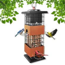 Squirrel Proof Bird Feeder 2.5LB Metal Hanging Outdoor Feeder with Weight‑Activated Perches