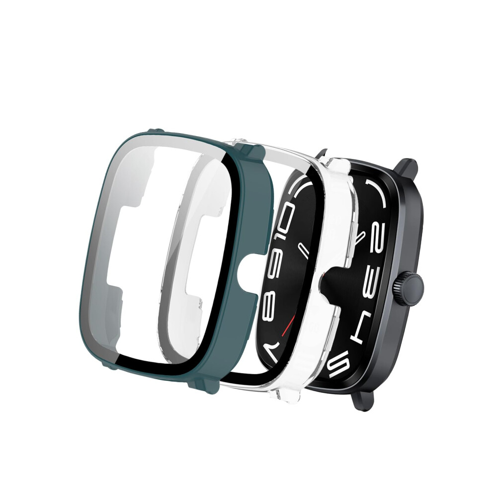 Case With Tempered Glass Screen Protector, Shockproof Slim Bumper 2 Pack Transparent And For Haylou Rs5 Smartwatch Green 9113335701045