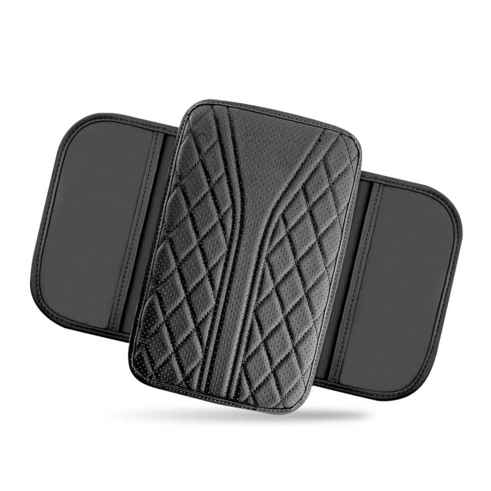 Car Center Console Cover Leather Armrest Cushion With Dual Storage Waterproof Scratch Protection Universal Fit For Car Suv Truck Sedan Black 9053599094043