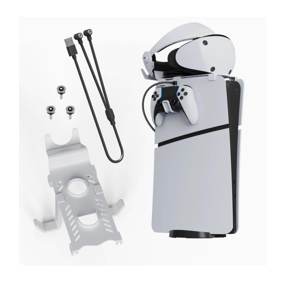 Wall Mount Stand With Magnetic Fast Charging Dock For Ps5 Vr2 Controllers And Headset 9113335701083