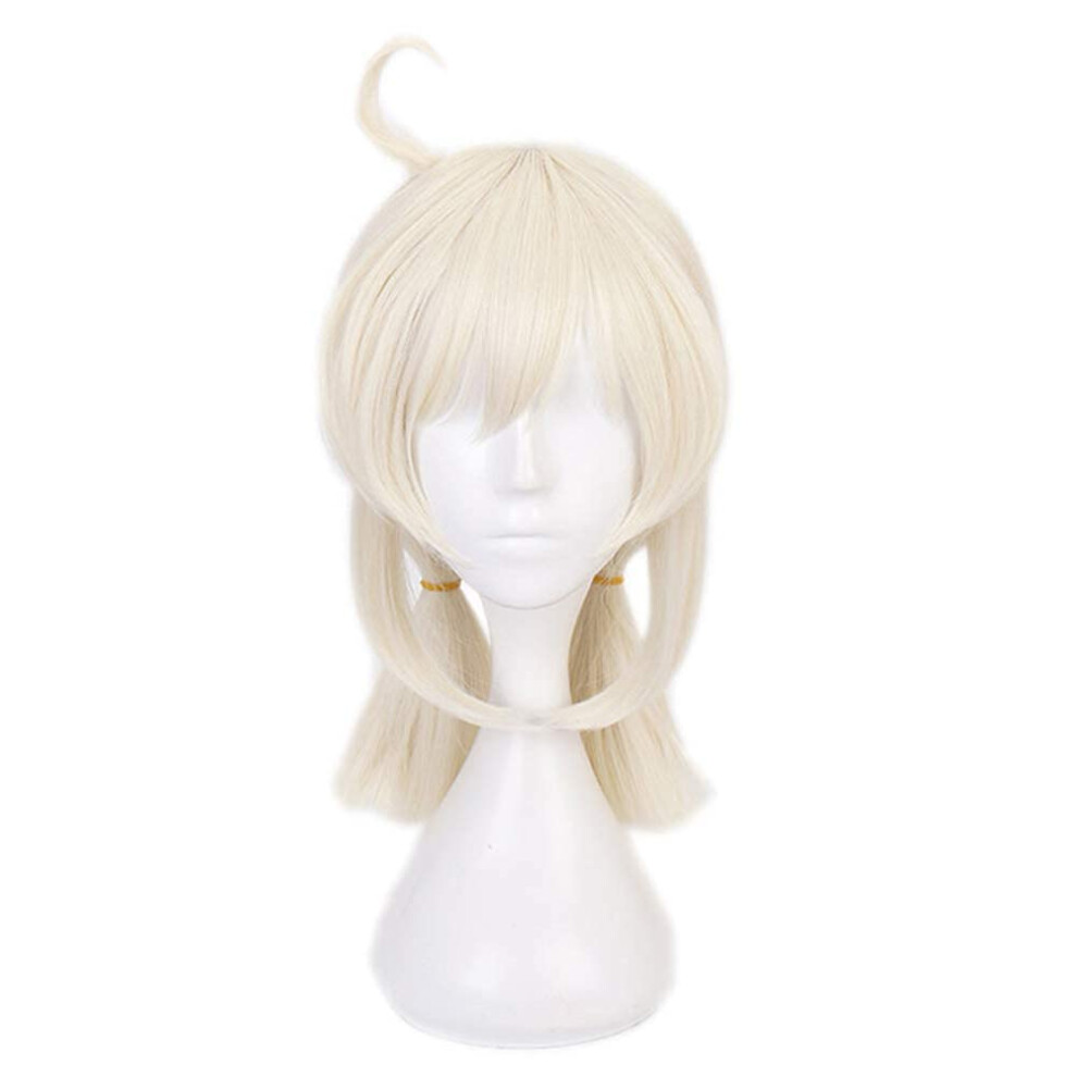 Unisex Blonde Ponytail Synthetic Wig With Layers For Halloween Costume And Cosplay, Heat Resistant