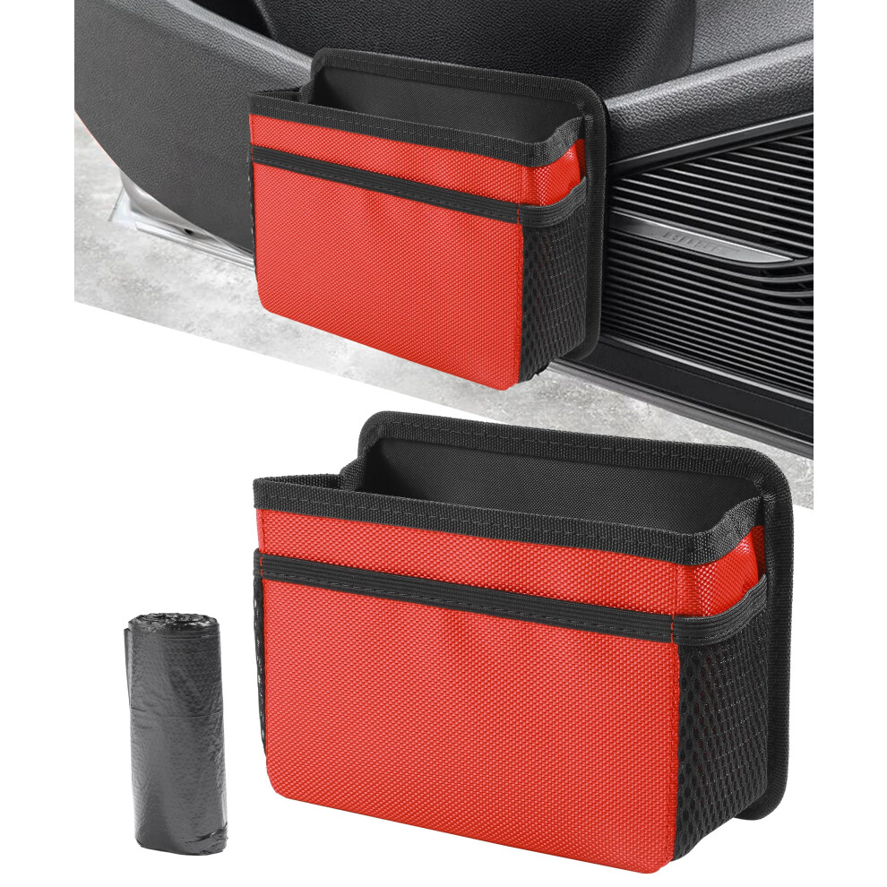 Car Trash Can Waterproof Oxford Cloth Hanging Organizer Foldable Garbage Bin For Cars Trucks Suvs Red 9455672767675