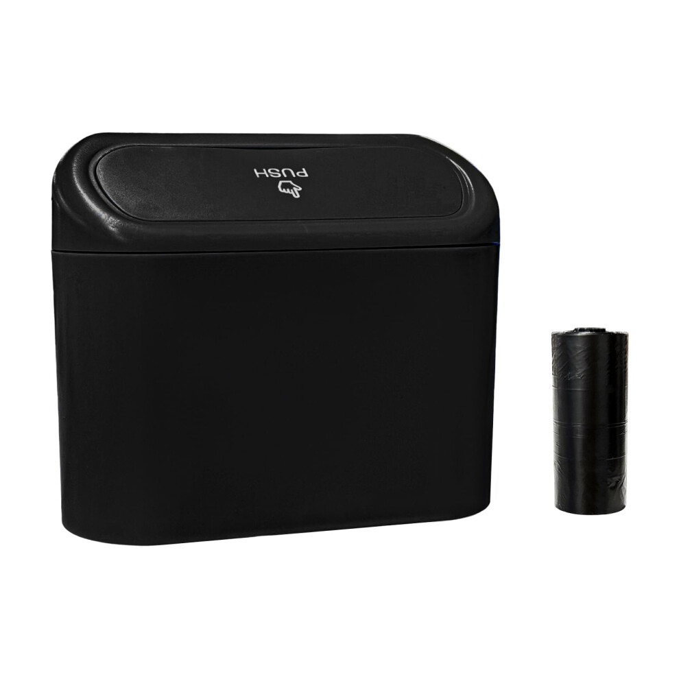 Car Trash Can With Lid, Waterproof Leakproof Mini Car Garbage Bin, Compact Clipon Organizer Black 9455672767729