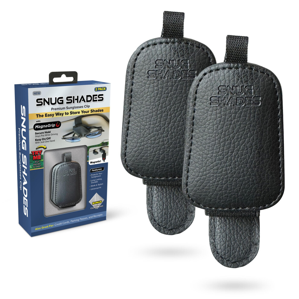 2Pack Magnetic Car Sunglasses Holder For Visor With Scratch Lens Protection 9053599094388
