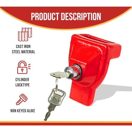 Cast Iron Glad Hand Lock for Tractor Trailer Air Brake Security with 2 Different Keys 1