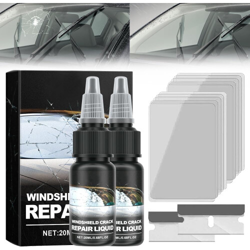 Windshield  Kit 2pcs Fast Crack Fix for Car Windscreen Chips and Star Breaks AllWeather Use