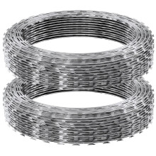 98ft Galvanized Double Spiral Razor Wire Rolls, Corrosion‑Resistant Security Fencing for Garden and Perimeter Protection
