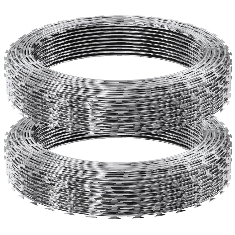 98Ft Galvanized Double Spiral Razor Wire Rolls, CorrosionâResistant Security Fencing For Garden And Perimeter Protection 9044945364095