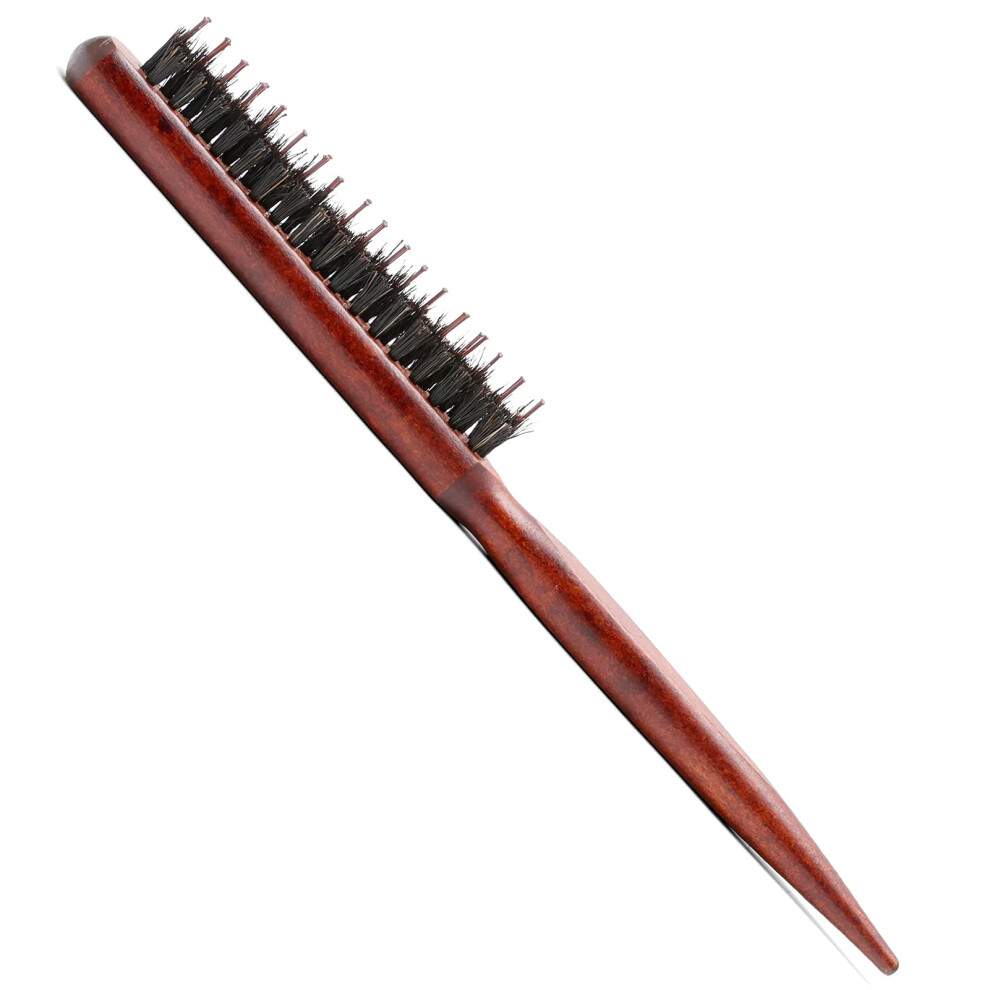 Unisex Teasing Hair Brush And Rat Tail Comb 2 In 1 With Boar Bristles For Volume, Lift And Precision Sectioning