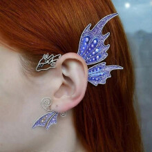 (A02) Halloween Gothic Elf Ear Cuff Halloween Cosplay Dragon Butterfly Elf Ear Clip Retro Punk Hip Hop Ear Clip Halloween Jewelry Gift Earrings