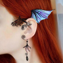 (A03) Halloween Gothic Elf Ear Cuff Halloween Cosplay Dragon Butterfly Elf Ear Clip Retro Punk Hip Hop Ear Clip Halloween Jewelry Gift Earrings