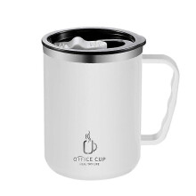 (500ml, white) 500ml Stainless Steel Mug Coffee Cup Fashionable And Simple Office Cup With Cover