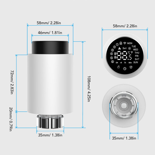Vanne TRV programmable sur 7 jours ABS/PC, course de 5,5 mm 1