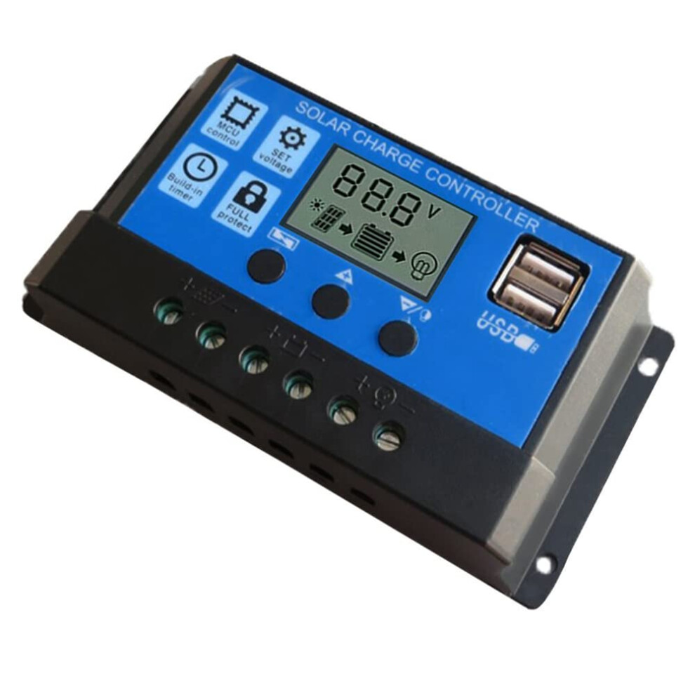 100A Pwm Solar Charge Controller With Large Lcd Display Dual Usb Ports For Offgrid Systems 9044945364682