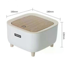 (2L Push Type square) Desktop Cover Dustbin Round Trash Bin Large Capacity Nordic Style Press Household Accessories Garbage Can High Foot Trash