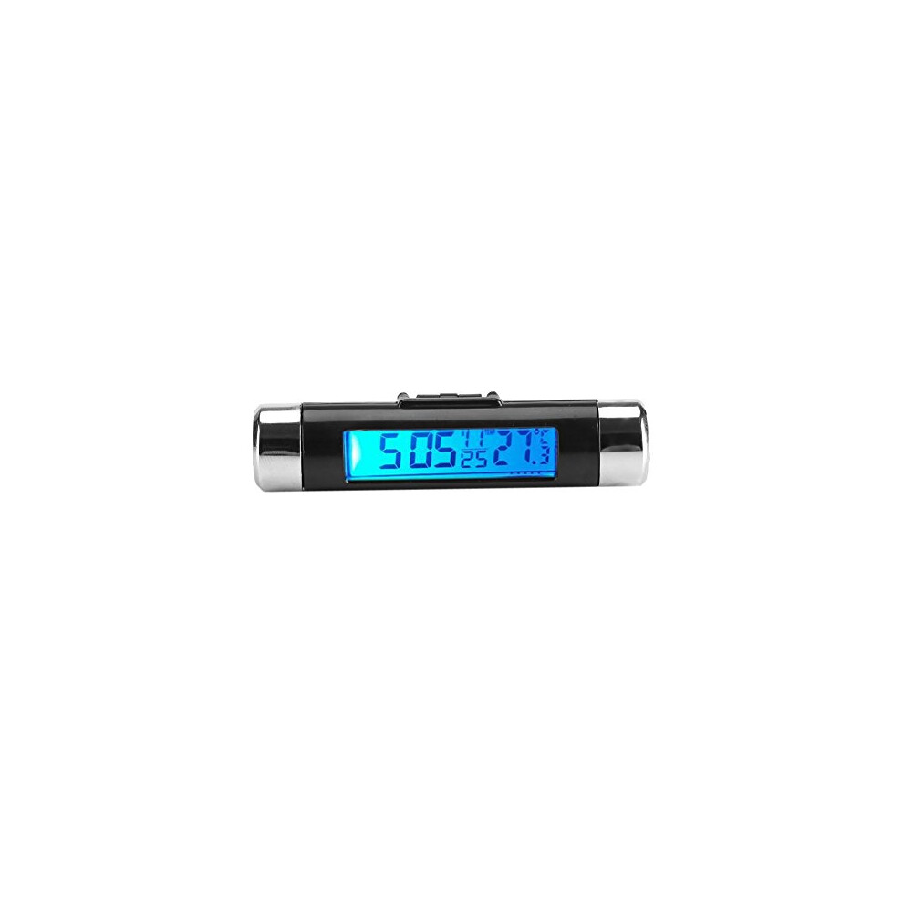3In1 Lcd Car Thermometer Clock With Backlight, Clipon Air Vent Design, Background Blue 9053599096085