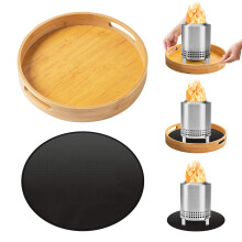 Tabletop Fire Pit Mat with Bamboo Tray for Solo Stove Mesa XL, Heat Resistant Surface Protector
