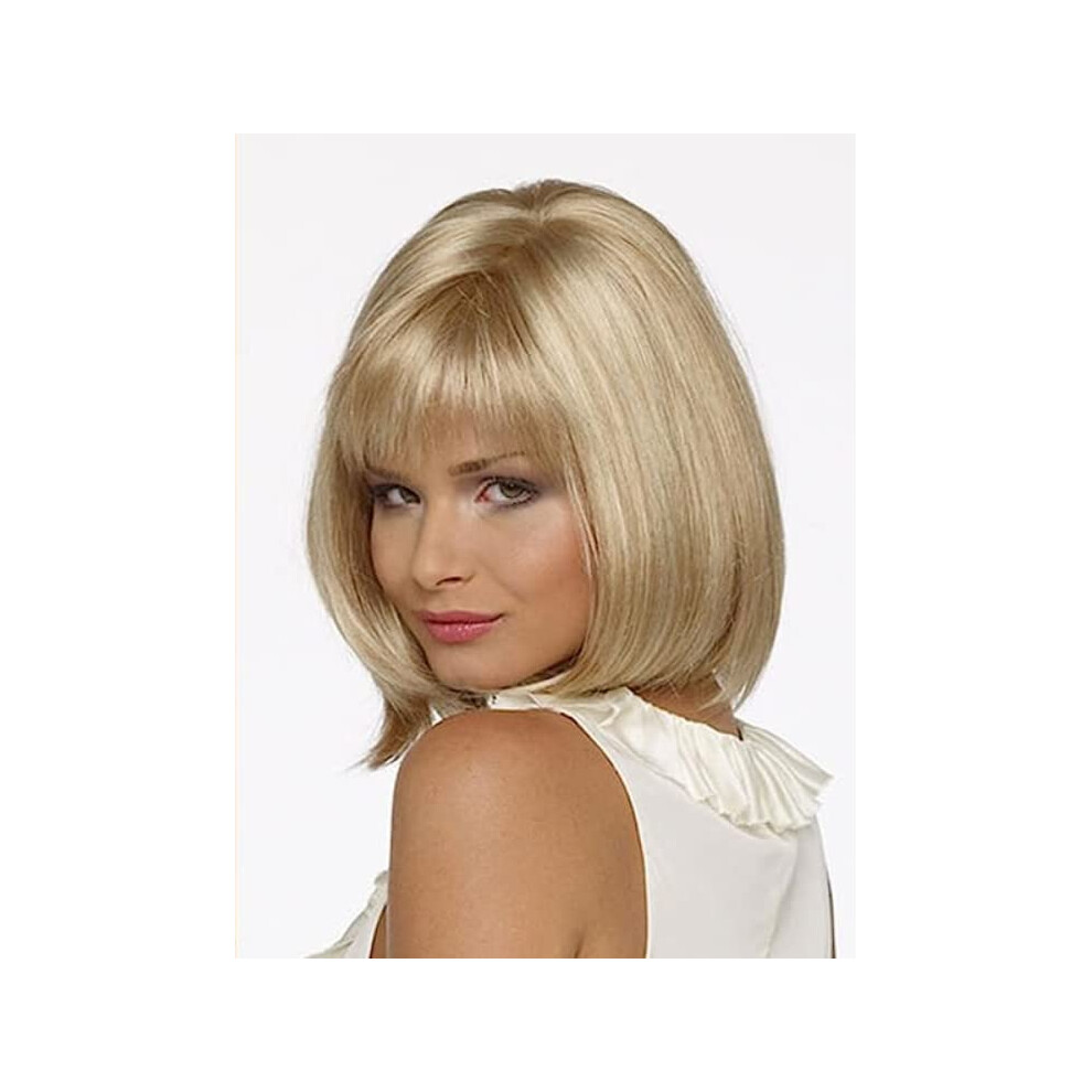 Short Blonde Bob Wig with Bangs Heat Resistant Synthetic Hair for Women Halloween Costume