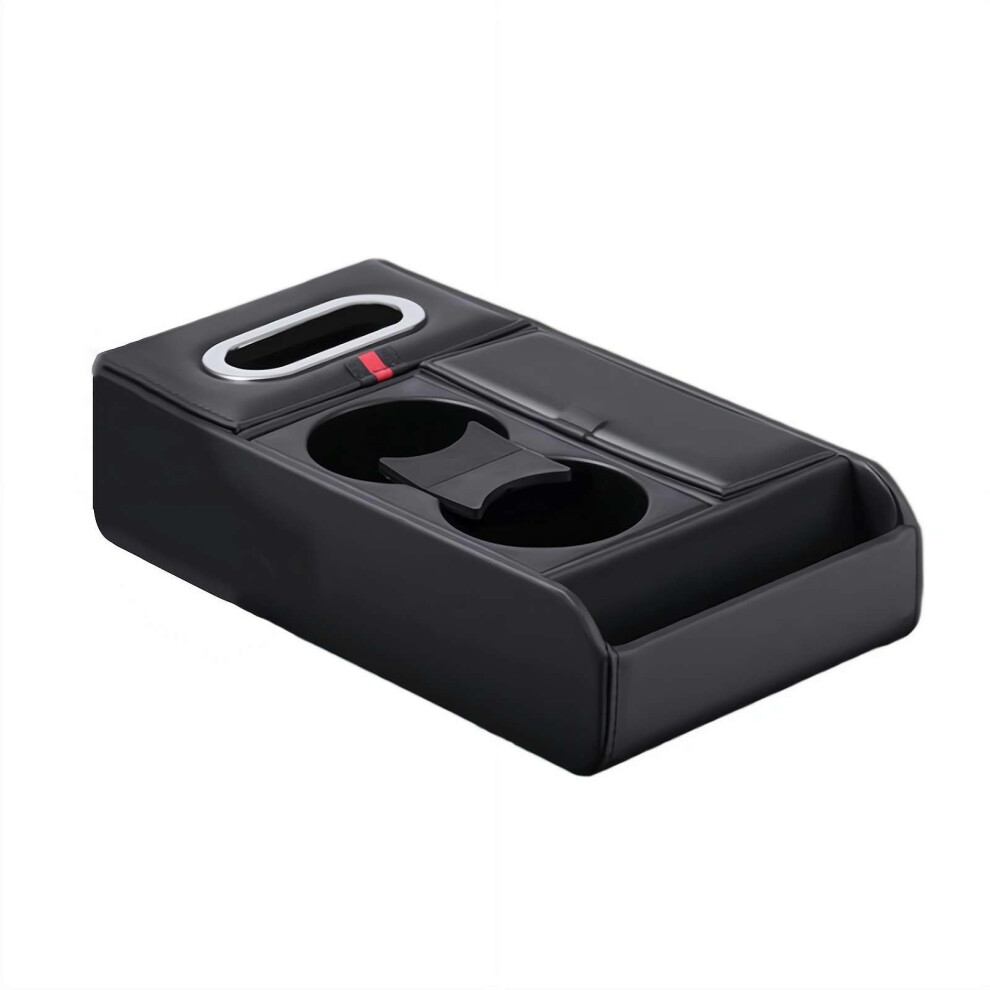 Car Seat Organizer With Dual Cup Holders, Large Pu Leather Rear Bench Console For Suv Truck Van 9455672769822
