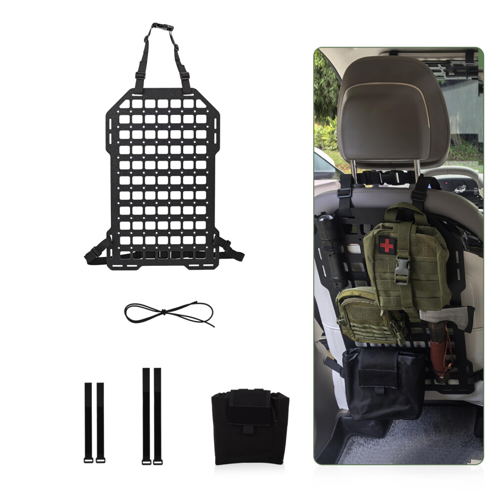 Tactical Molle Seat Back Organizer With Utility Pouch, Rigid Abs Panel For Truck And Suv Storage 9455672769907