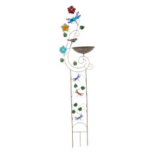 Bird Bath with Trellis for Garden, Freestanding Outdoor Iron Bird Bath Supports Climbing Plants, Dragonfly