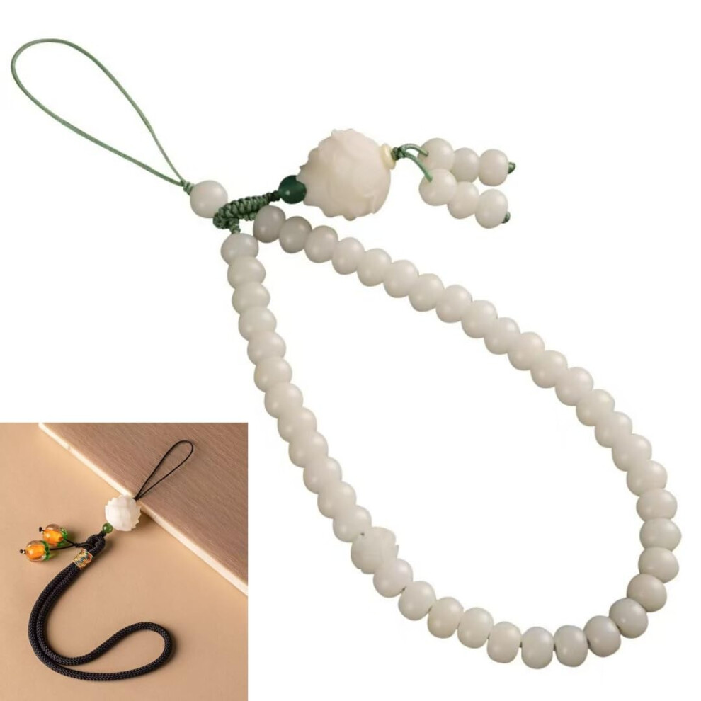 Jade Phone Charm Strap With Beaded Wrist Lanyard For Smartphone Antilost And Secure Use White 9070919922930