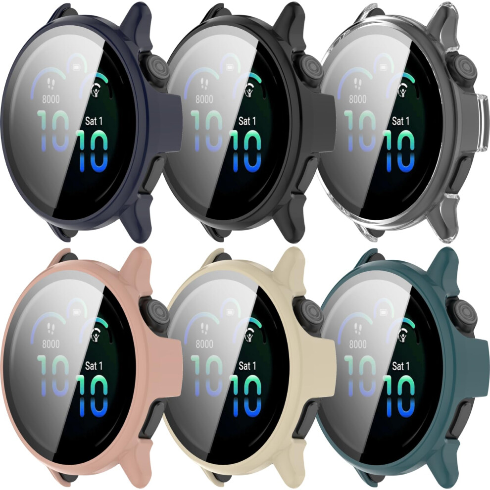 Case With Builtin Screen Protector, Full Coverage Tempered Glass, 6 Pack For Garmin Vivoactive 6 9113335703513