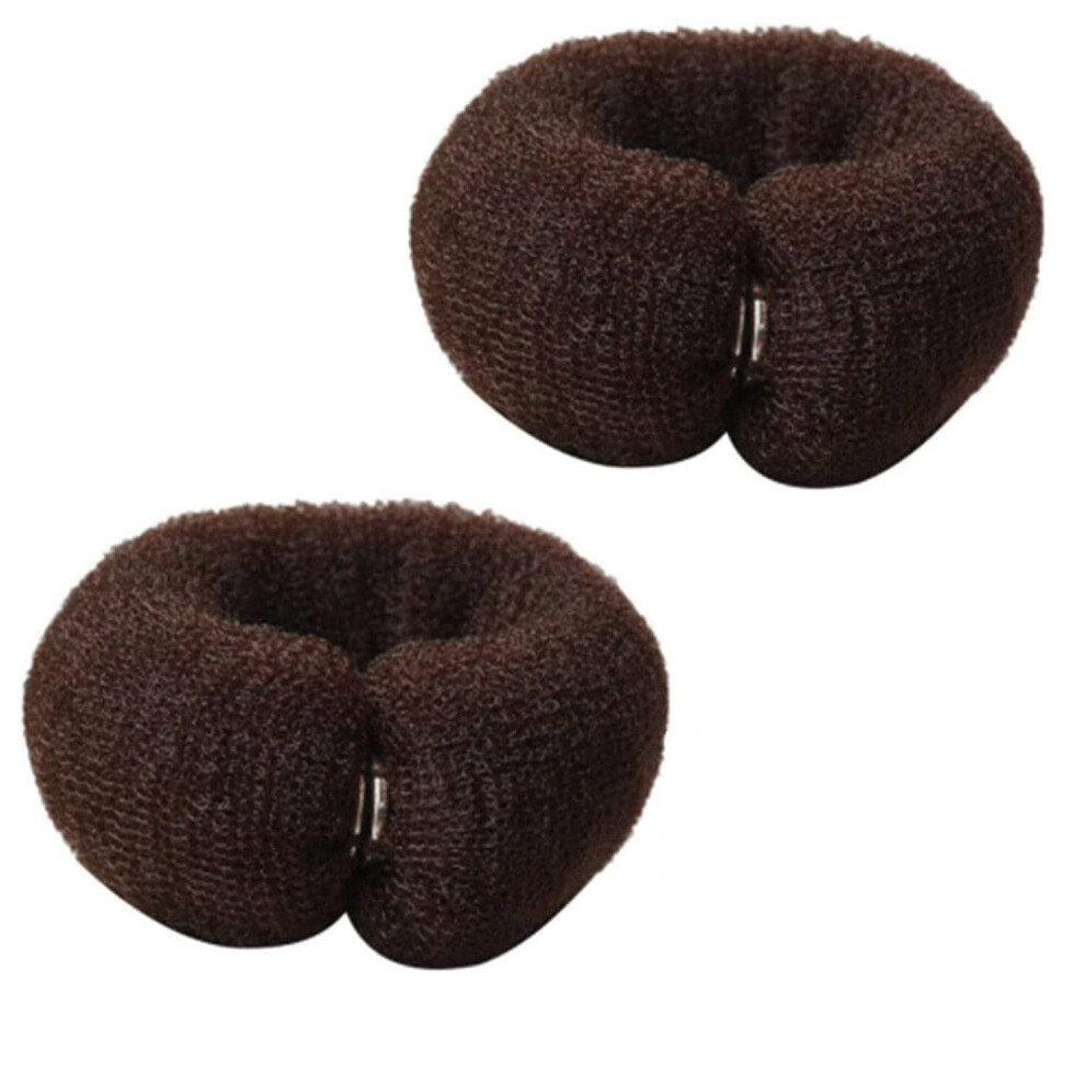 2pcs Coffee Color Nylon Hair Bun Maker, Quick Bun Shaper Tool for Easy Fast Hair Styling