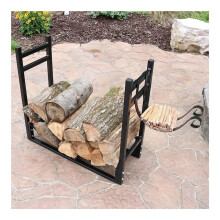 Firewood Rack HeavyDuty Metal Holder for Indoor Outdoor Fireplace Storage with Shelf