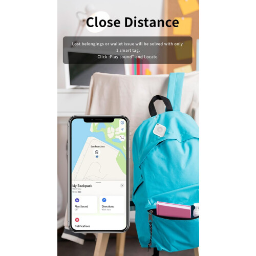 Bluetooth Tracker Compatible with Apple Find My, GPS Key Finder with Replaceable Battery, White 1