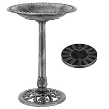 Solar Bird Bath Fountain with Solar Pump, Weather‑Resistant Polyresin Outdoor Garden Ornament (Gray)