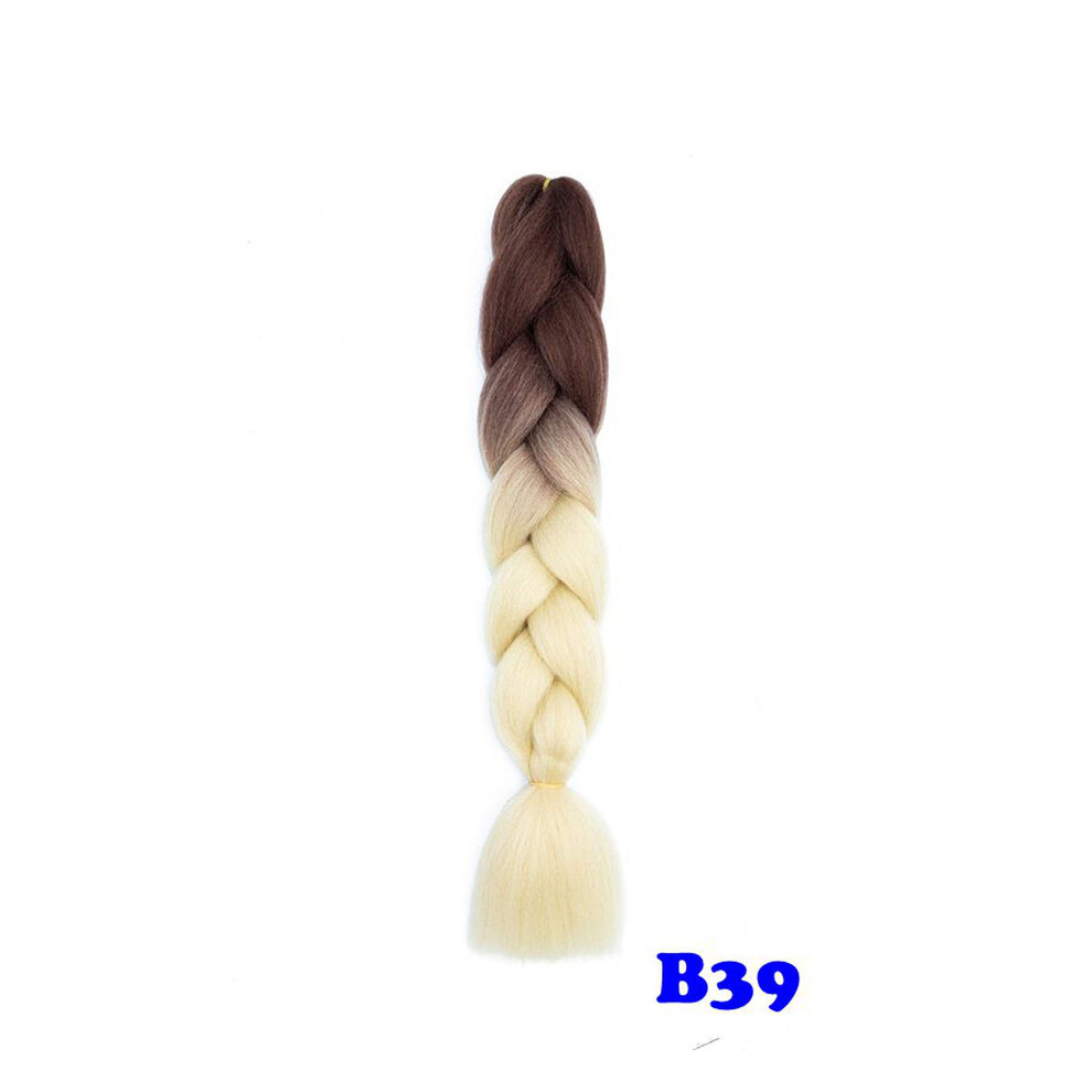 Unisex 24 Inch Ombre Crochet Hair Extensions Prelooped Jumbo Braiding Hair Synthetic Lightweight