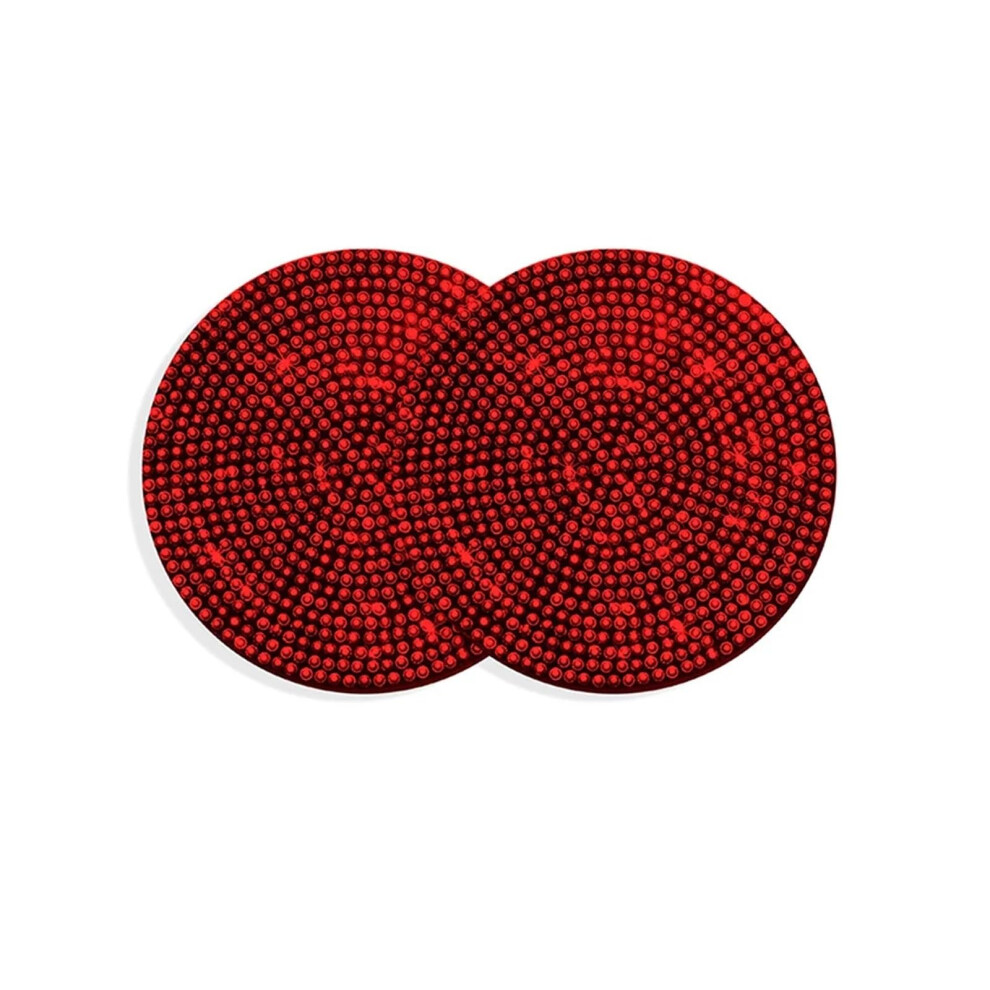 Car Cup Holder Coasters With Diamond Pattern, Antislip Silicone, Sparkly Rhinestone Red 9113335704459
