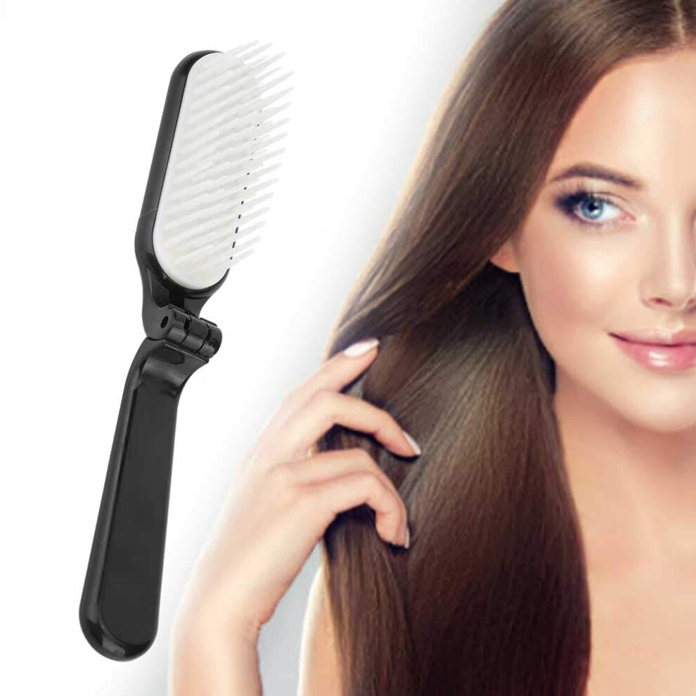 Folding Hair Brush Comb with Gentle Detangling Bristles, Compact Travel Hair Brush for Women and Men
