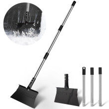 Adjustable Heavy Duty Snow Shovel and Ice Scraper for Car Driveway Garden with Foldable Steel Handle