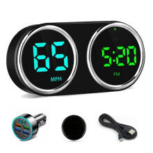GPS HUD Speedometer with Dual Display Clock QC3.0 Fast Charging for Car Truck SUV