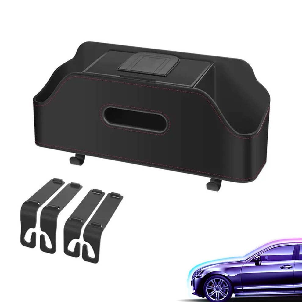 Car Backseat Organizer With Dual Cup Holders, Tissue Box And Hooks, Universal Seat Storage For Travel 9455672773164