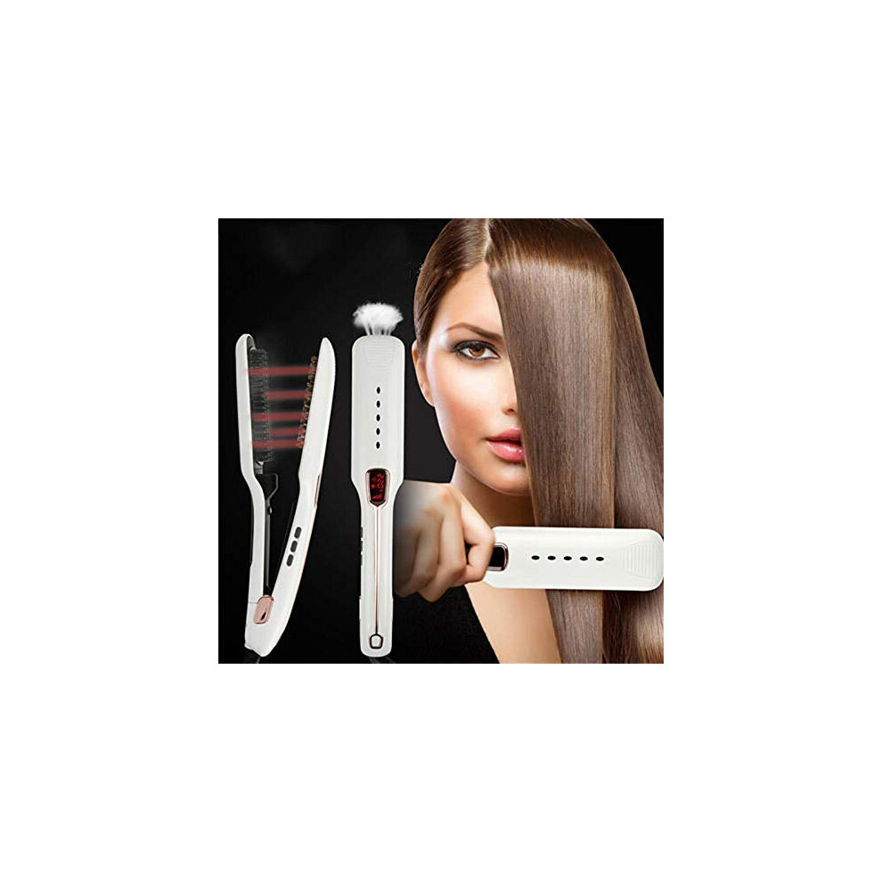 White Hair Straightener And Curling Iron, Tourmaline Ceramic, Fast Heat Up, Dual Voltage,