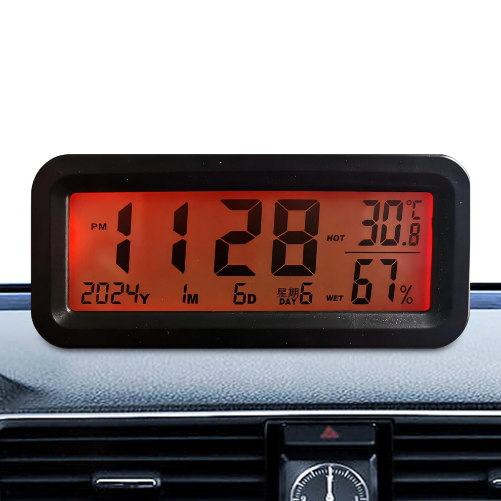 Solar Powered And Usb Digital Car Dashboard Clock With Temperature And Humidity Display 9455672773539